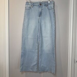 Fidelity Jeans Women 27 Katie Crop High Flare Light Wash Raw Edge $238 Dahlia Bl